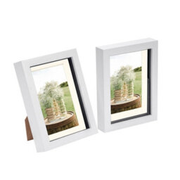 "Nicola Spring 5 X 7"" Photo Frames - White/ivory Mount - 3D Picture Frame Box Portrait Display Case (20 X 15.5Cm) Set Of 2" - thumbnail 1