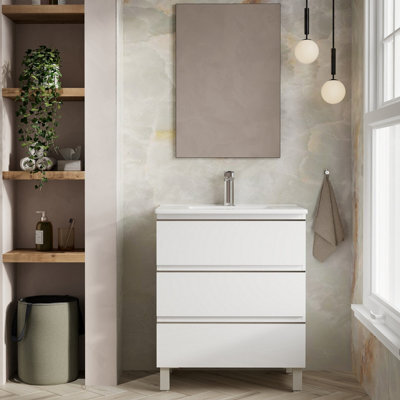 Banyetti Vatilla 700mm Floorstanding Vanity Unit With Lira Basin - Gloss White - image 1