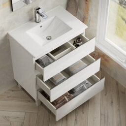Banyetti Vatilla 700mm Floorstanding Vanity Unit With Lira Basin - Gloss White - thumbnail 4