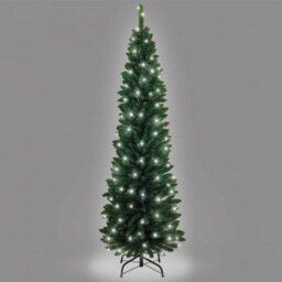 Shatchi 6Ft Pre-Lit Artificial Slim Christmas Pencil Tree Decorations Cool White Leds - thumbnail 2