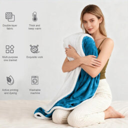 Aspire Homeware Teal Sherpa Fleece Sofa Throw Blanket, Super King (L)270Cm X (W)230Cm - thumbnail 5