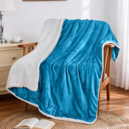 Aspire Homeware Teal Sherpa Fleece Sofa Throw Blanket, Super King (L)270Cm X (W)230Cm - thumbnail 2
