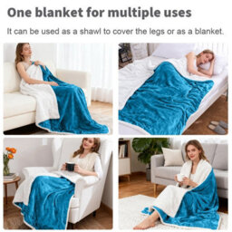 Aspire Homeware Teal Sherpa Fleece Sofa Throw Blanket, Super King (L)270Cm X (W)230Cm - thumbnail 3