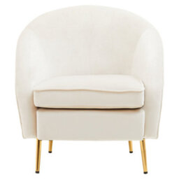 Orsina Beige Velvet Arm Chair, Luxury Velvet Upholstered Accent Chair, Comfortable Armchair For Home, Office - thumbnail 7