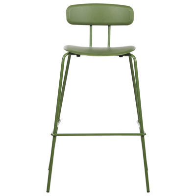 Wyld And Coco Greenline Bar Stools Set Of 2 - Counter Height Green Synthetic Seats, Powder-Coated Iron Frame - image 1