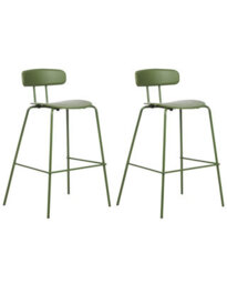 Wyld And Coco Greenline Bar Stools Set Of 2 - Counter Height Green Synthetic Seats, Powder-Coated Iron Frame - thumbnail 3