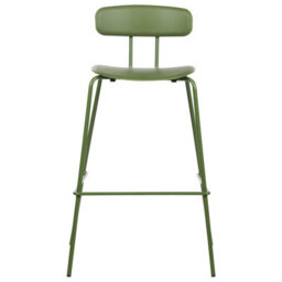 Wyld And Coco Greenline Bar Stools Set Of 2 - Counter Height Green Synthetic Seats, Powder-Coated Iron Frame - thumbnail 1