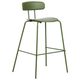Wyld And Coco Greenline Bar Stools Set Of 2 - Counter Height Green Synthetic Seats, Powder-Coated Iron Frame - thumbnail 4