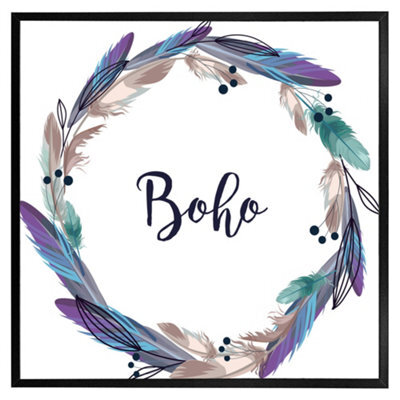 "Andrew Lee Boho Style Wreath Feathers (Picutre Frame) / 12X12"" / Brown" - image 1