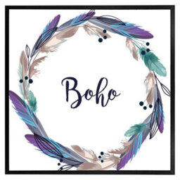 "Andrew Lee Boho Style Wreath Feathers (Picutre Frame) / 12X12"" / Brown" - thumbnail 4