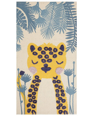 Beliani Leopard Print Area Rug 80 X 150 Cm Multicolour Low Pile For Kids - image 1