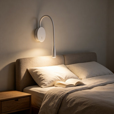 Amorly Bedside Reading Wall Light Adjustable Hose Wall Lamp With Switch 360 Rotating Wall Sconce 3W - 4000K Bedroom Wall Lamps,white - image 1