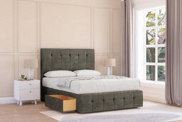 "Sloomy Cambridge Pewter Dumfries Divan Bed 2 Drawers Left Side-26"" Strutted Headboard 12"" Footboard 4' Small Double" - thumbnail 2