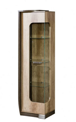 Arte Romero R2 Tall Display Cabinet Left - Elegant Oak Canyon With Partially-Glassed Front, H1925mm W500mm D460mm - image 1