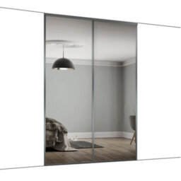 Spacepro Classic Panelled Mirrored Gloss Graphite 2 Door Sliding Wardrobe Door Kit (H)2220mm (W)1489mm