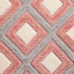 Grey Pink Modern Shaggy Geometric Rug For Dining Room-120Cm X 170Cm - thumbnail 3