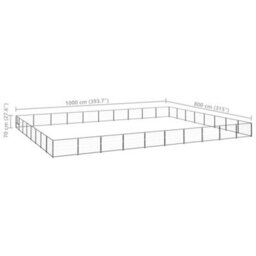 Berkfield Durable Dog Kennel Black 80 M2 Steel - thumbnail 6