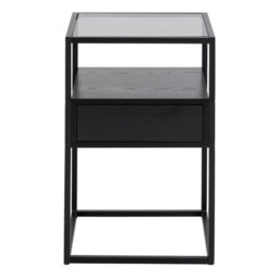 Furniture To Go Randolf Bedside Table In Black With Smoked Glass - thumbnail 2