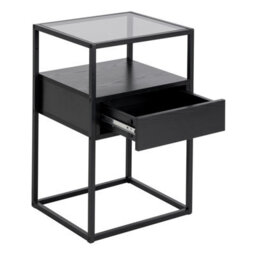 Furniture To Go Randolf Bedside Table In Black With Smoked Glass - thumbnail 4