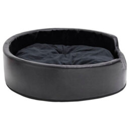Vidaxl Dog Bed Black 79X70X19 Cm Plush And Faux Leather - thumbnail 4