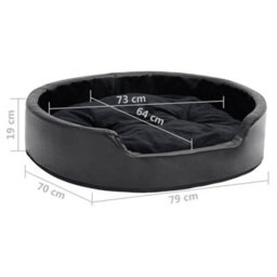 Vidaxl Dog Bed Black 79X70X19 Cm Plush And Faux Leather - thumbnail 3