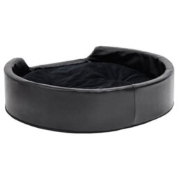 Vidaxl Dog Bed Black 79X70X19 Cm Plush And Faux Leather - thumbnail 5