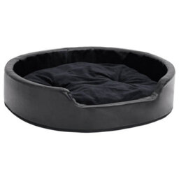 Vidaxl Dog Bed Black 79X70X19 Cm Plush And Faux Leather - thumbnail 2