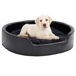 Vidaxl Dog Bed Black 79X70X19 Cm Plush And Faux Leather - thumbnail 1