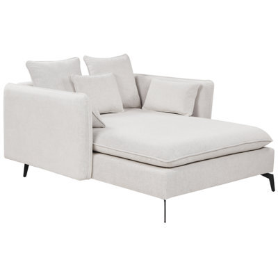 Beliani Chaise Longue Charmes Fabric Light Beige - image 1