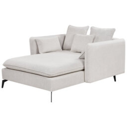Beliani Chaise Longue Charmes Fabric Light Beige - thumbnail 4