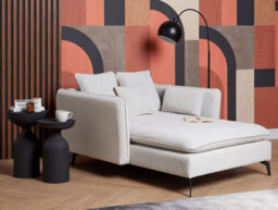 Beliani Chaise Longue Charmes Fabric Light Beige - thumbnail 2