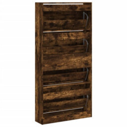 Walplus Shoe Cabinet With 4 Flip-Drawers Smoked Oak 80X21X163.5 Cm - thumbnail 8