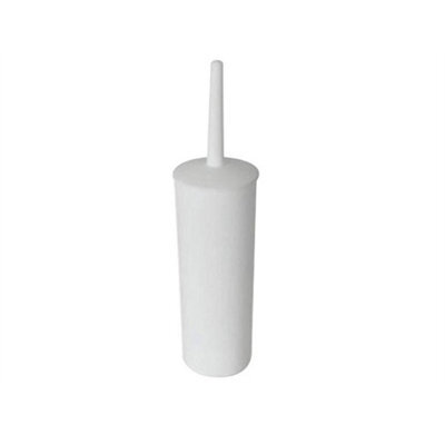 White Plastic Toilet Brush & Holder Durable Washable Cleaning Brush - image 1