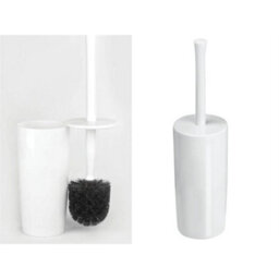 White Plastic Toilet Brush & Holder Durable Washable Cleaning Brush - thumbnail 4