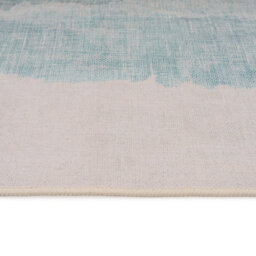 Loomed Striped Abstract Cotton Chenille Rug Blue Beige Terracotta Machine Washable 60Cm X 240Cm - thumbnail 5