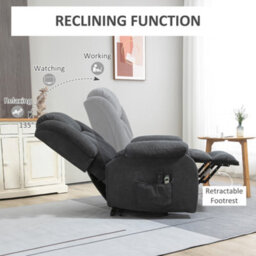 Homcom Power Lift Recliner, Lift Chair With Vibration Massage, Dark Grey - thumbnail 5