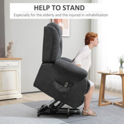 Homcom Power Lift Recliner, Lift Chair With Vibration Massage, Dark Grey - thumbnail 4