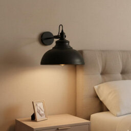Industrial Wall Light With 29 Cm Black Metal Shade, Matt Black Wired Led Wall Light - thumbnail 2
