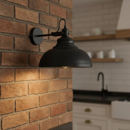 Industrial Wall Light With 29 Cm Black Metal Shade, Matt Black Wired Led Wall Light - thumbnail 5