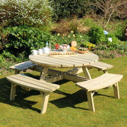 8 Seater Picnic Table And Benches Rose Round Picnic Table By Zest Outdoor Living - thumbnail 1