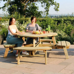 8 Seater Picnic Table And Benches Rose Round Picnic Table By Zest Outdoor Living - thumbnail 4