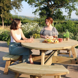 8 Seater Picnic Table And Benches Rose Round Picnic Table By Zest Outdoor Living - thumbnail 5