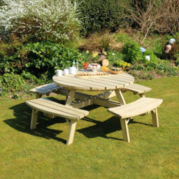 8 Seater Picnic Table And Benches Rose Round Picnic Table By Zest Outdoor Living - thumbnail 2