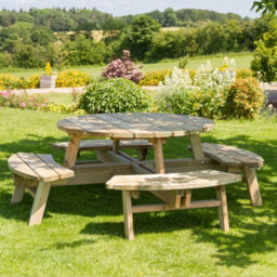 8 Seater Picnic Table And Benches Rose Round Picnic Table By Zest Outdoor Living - thumbnail 3