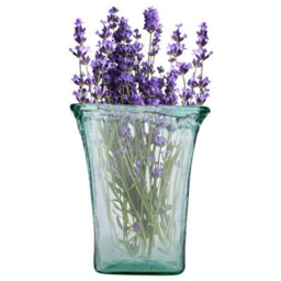 Urbn-Living Urbnliving 25Cm Height Vintage Tall Vase Textured Glass Ribbed Rectangular Flower Holder Display - thumbnail 2