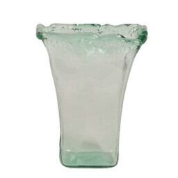 Urbn-Living Urbnliving 25Cm Height Vintage Tall Vase Textured Glass Ribbed Rectangular Flower Holder Display - thumbnail 5