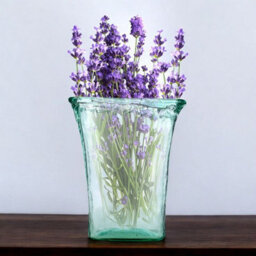 Urbn-Living Urbnliving 25Cm Height Vintage Tall Vase Textured Glass Ribbed Rectangular Flower Holder Display - thumbnail 1