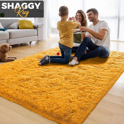 Ameha Shaggy Rug Modern Luxury Fluffy Soft Anti Allergic Living Room Bedroom Area Carpet 120 X 170 Cm - Ochre - image 1