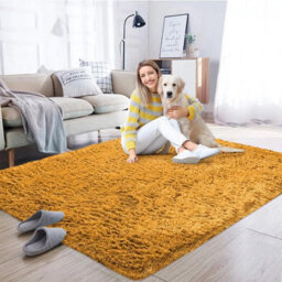 Ameha Shaggy Rug Modern Luxury Fluffy Soft Anti Allergic Living Room Bedroom Area Carpet 120 X 170 Cm - Ochre - thumbnail 2