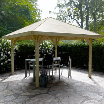 Hipped Wooden Gazebo, 9X9Ft (2.7X2.7M) - Pressure Treated, Chunky Posts & Free Felt Shingles - image 1
